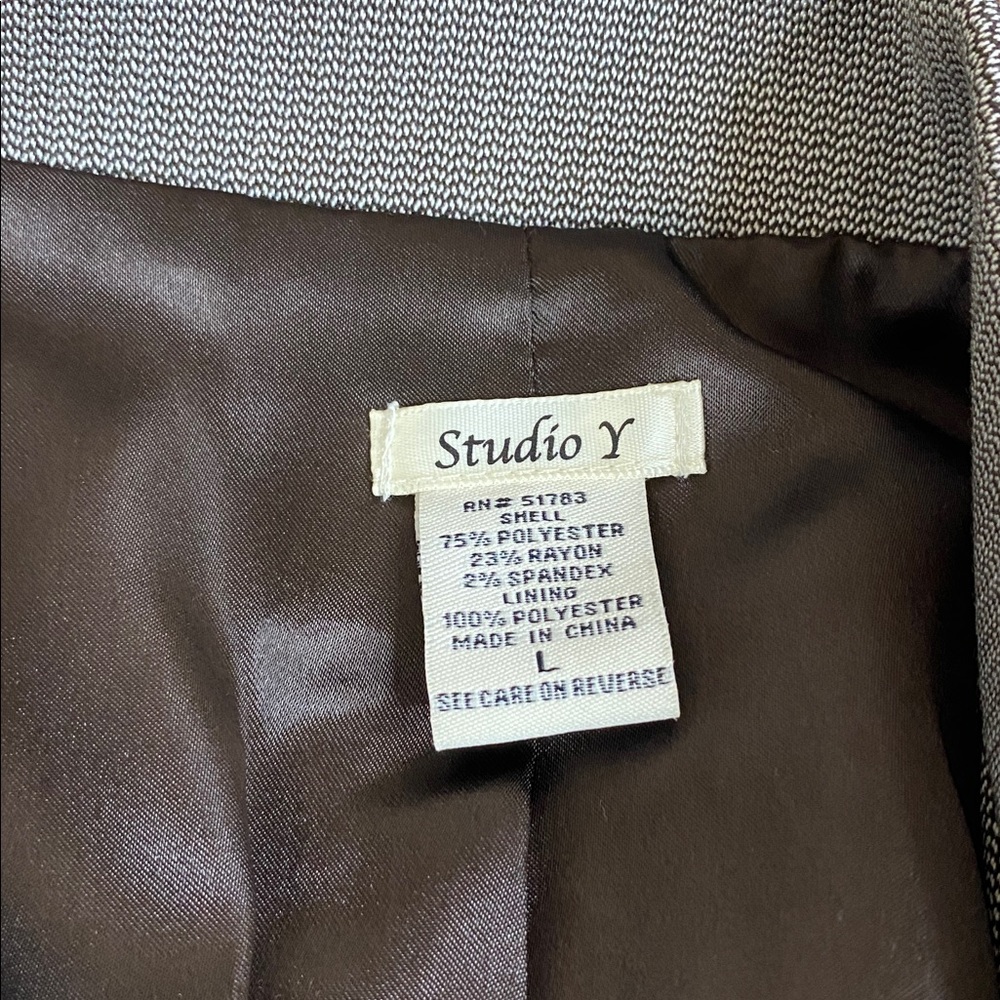Vintage Y2K Studio Y Brown & White Pleated Short Sleeve Blazer Lace Trim Pockets - Picture 6 of 7